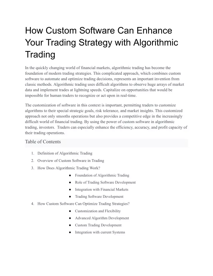 how custom software can enhance your trading