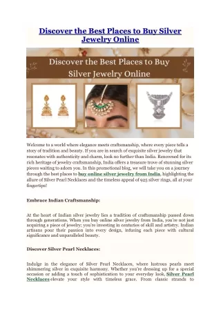 Discover the Best Places to Buy Silver Jewelry