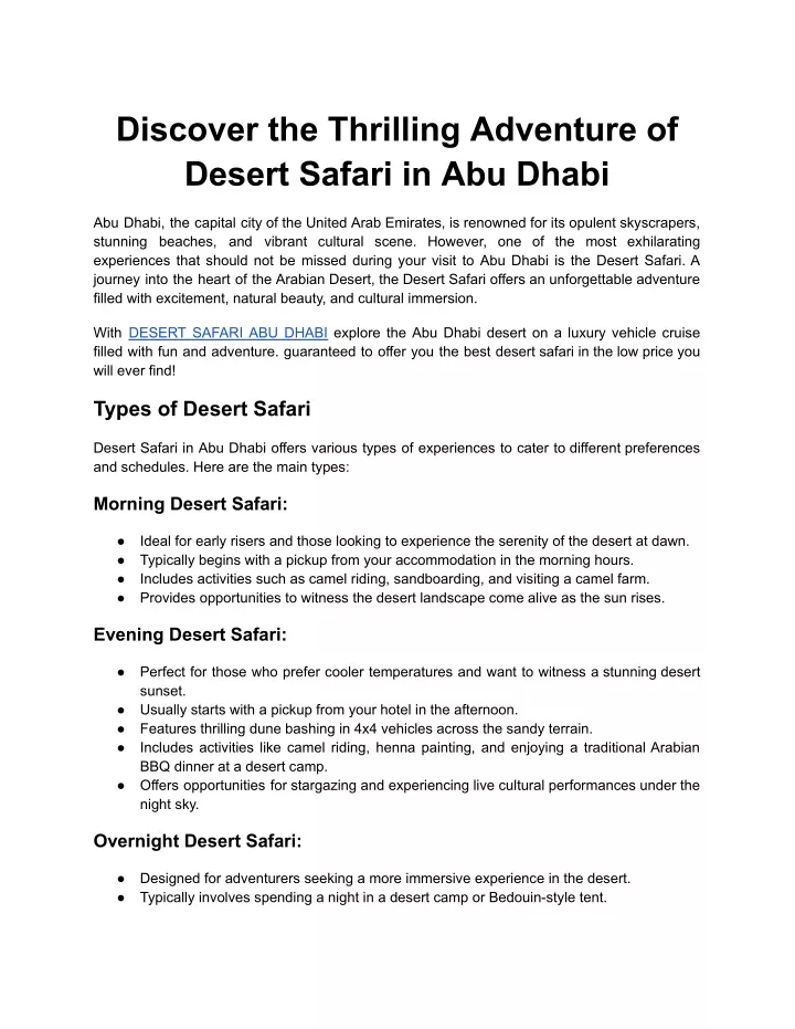 discover the thrilling adventure of desert safari