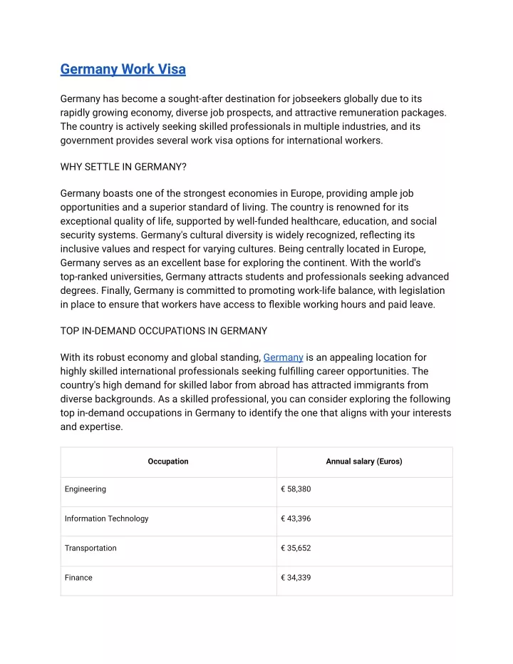 germany work visa