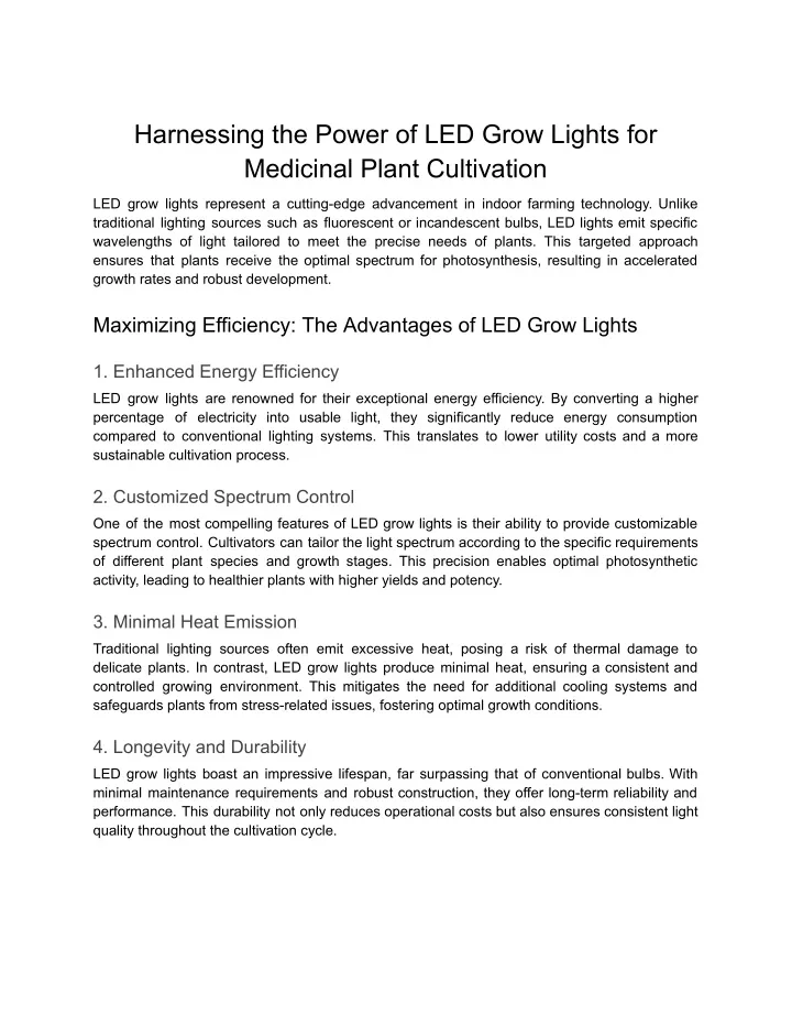 harnessing the power of led grow lights