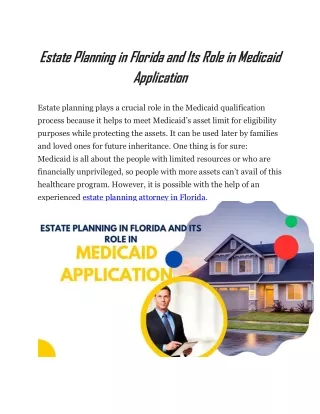 Estate Planning in Florida and Its Role in Medicaid Application