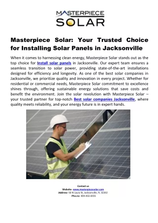 Your Trusted Choice for Installing Solar Panels in Jacksonville