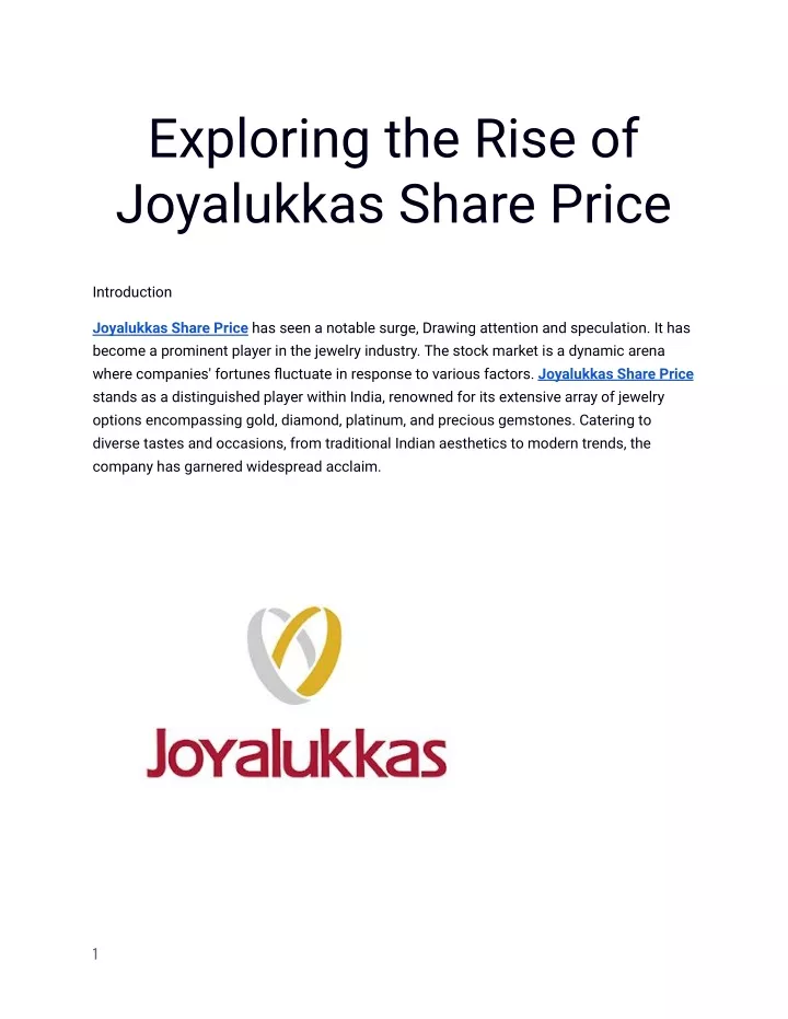 exploring the rise of joyalukkas share price