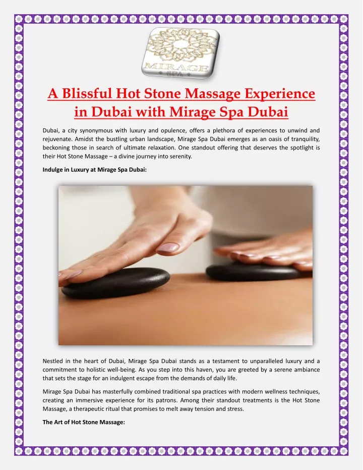 a blissful hot stone massage experience in dubai