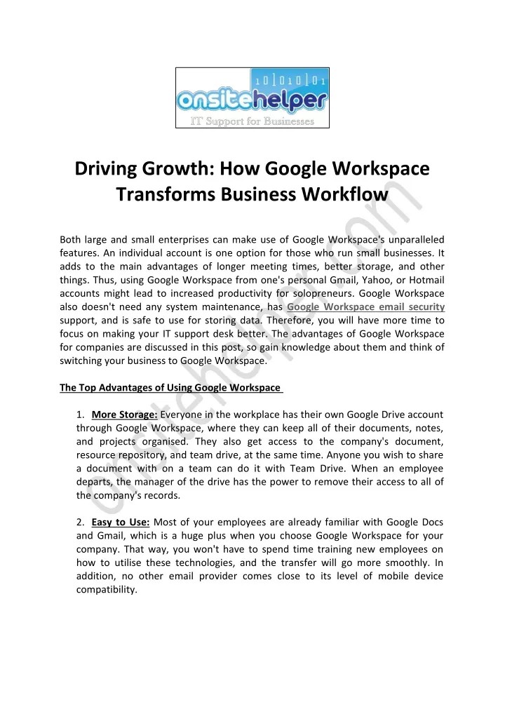 driving growth how google workspace transforms