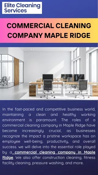 Professional and Reliable Commercial Cleaning in Maple Ridge