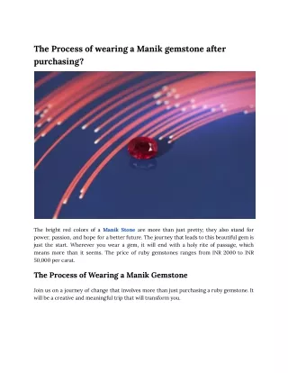 the process of wearing a manik gemstone after