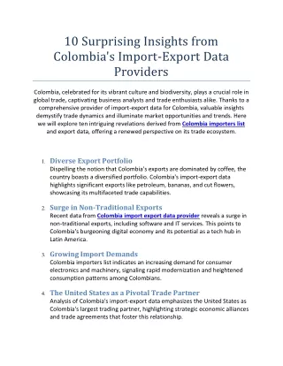 10 Surprising Insights from Colombia's Import-Export Data Providers