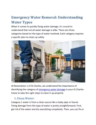 emergency water removal understanding water types