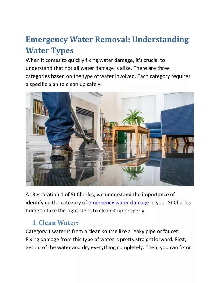 emergency water removal understanding water types