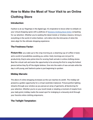 How to Make the Most of Your Visit to an Online Clothing Store