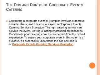 The Dos and Don'ts of Corporate Events Catering