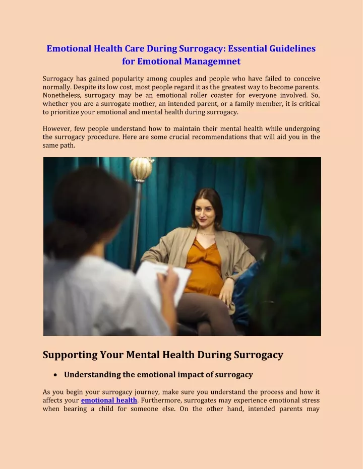 emotional health care during surrogacy essential