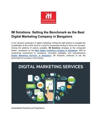 IM Solutions_ Setting the Benchmark as the Best Digital Marketing Company in Bangalore