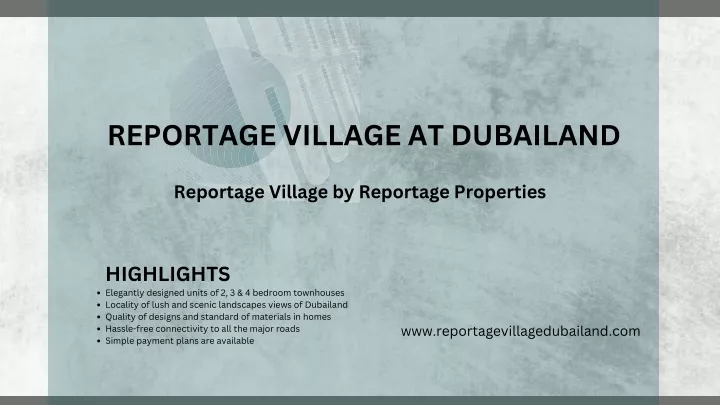reportage village at dubailand