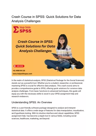 Crash Course in SPSS: Quick Solutions for Data Analysis Challenges