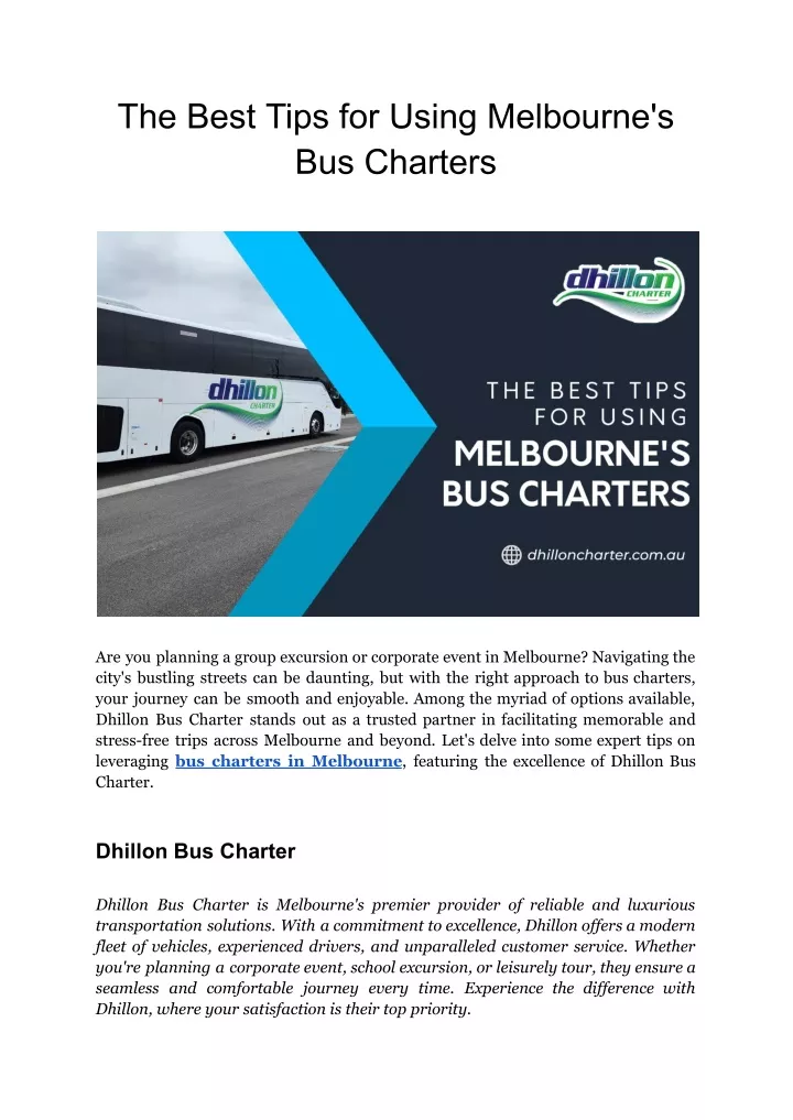 the best tips for using melbourne s bus charters