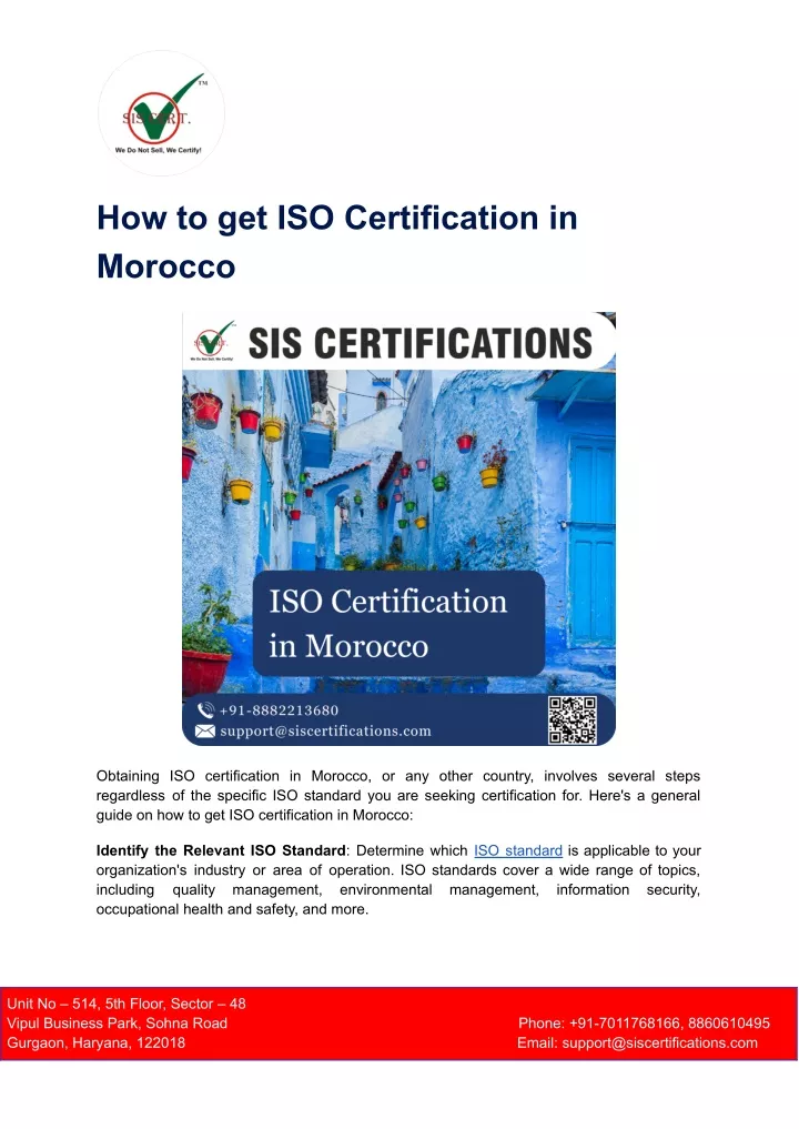 how to get iso certification in morocco