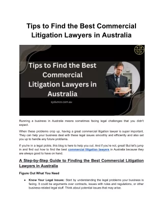 Tips to Find the Best Commercial Litigation Lawyers in Australia