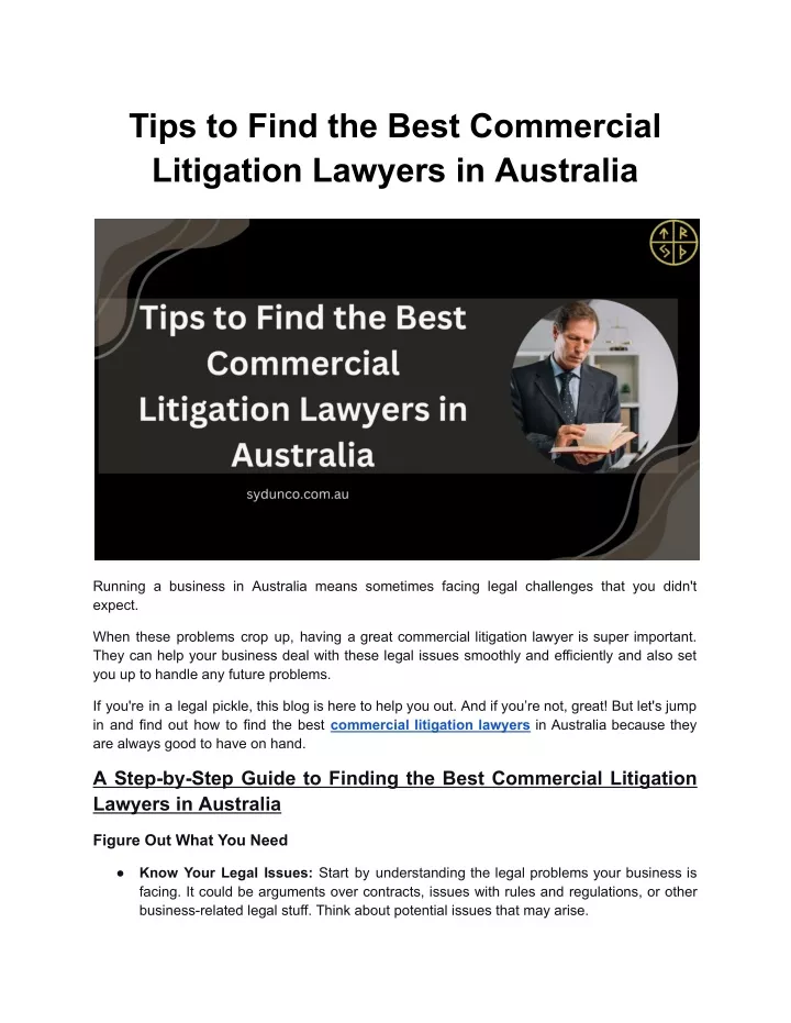 tips to find the best commercial litigation