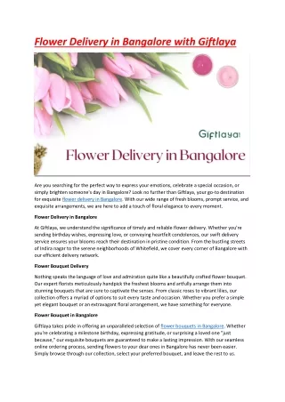 Flower Delivery in Bangalore with Giftlaya
