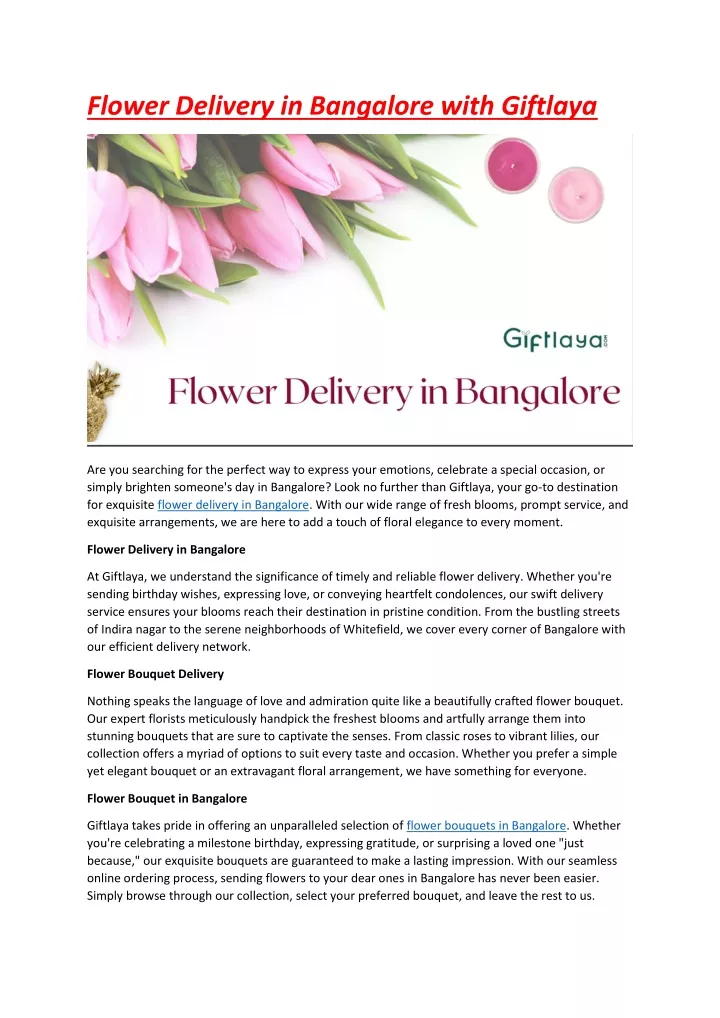 flower delivery in bangalore with giftlaya