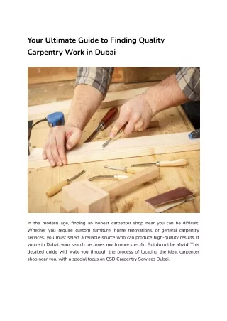 Your Ultimate Guide to Finding Quality Carpentry Work in Dubai