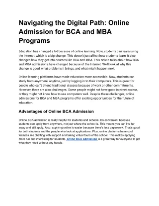 Embark on Your Journey to Success with Our Online BCA Admission!