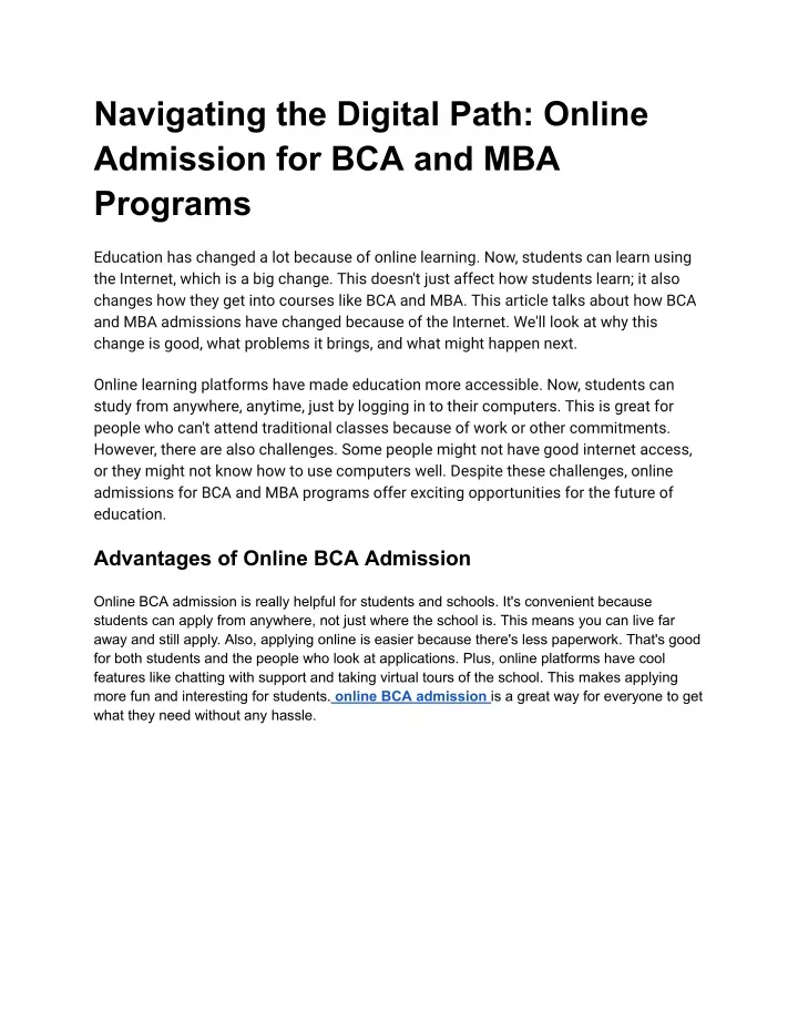 navigating the digital path online admission