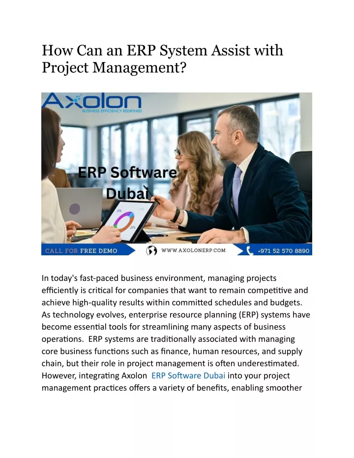 how can an erp system assist with project