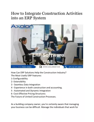 how to integrate construction activities into