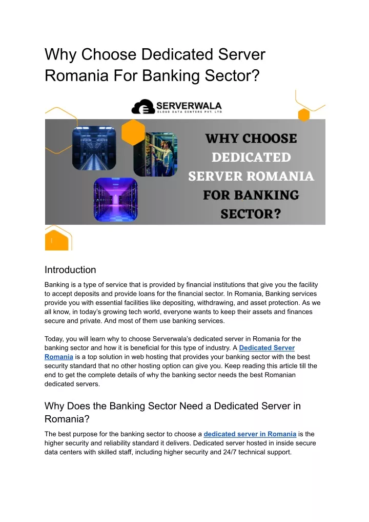 why choose dedicated server romania for banking