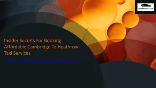 Booking Affordable Cambridge To Heathrow Taxi Services