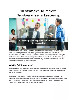 10 Strategies To Improve Self-Awareness in Leadership