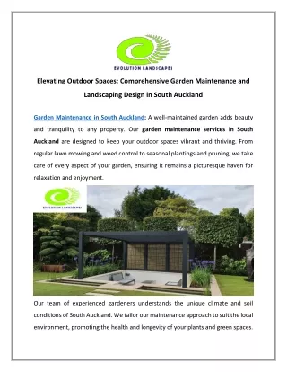 Elevating Outdoor Spaces Comprehensive Garden Maintenance and Landscaping Design in South Auckland