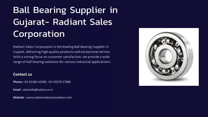 ball bearing supplier in gujarat radiant sales