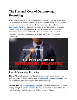 The Pros and Cons of Outsourcing Recruiting