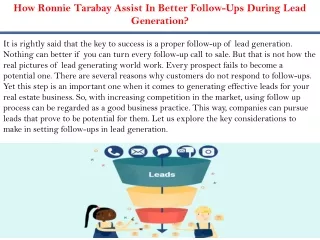 how ronnie tarabay assist in better follow