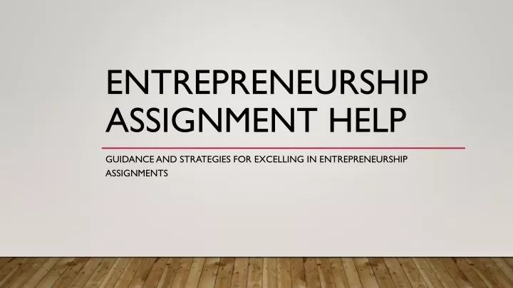 entrepreneurship assignment help