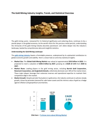 the gold mining industry insights trends