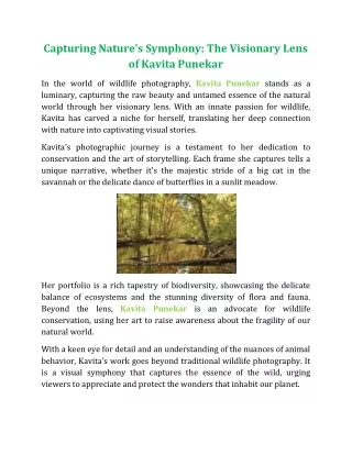 Capturing Nature's Symphony: The Visionary Lens of Kavita Punekar