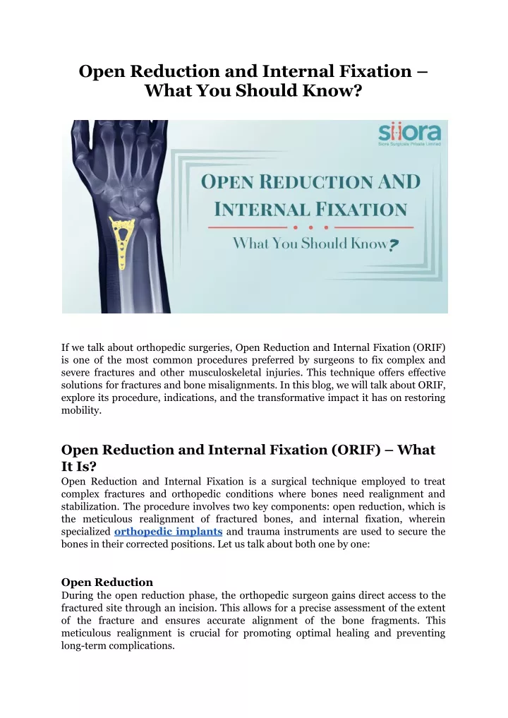 open reduction and internal fixation what