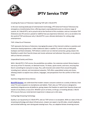 IPTV Service TVIP|1 world iptv