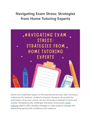 Navigating Exam Stress Strategies from Home Tutoring Experts