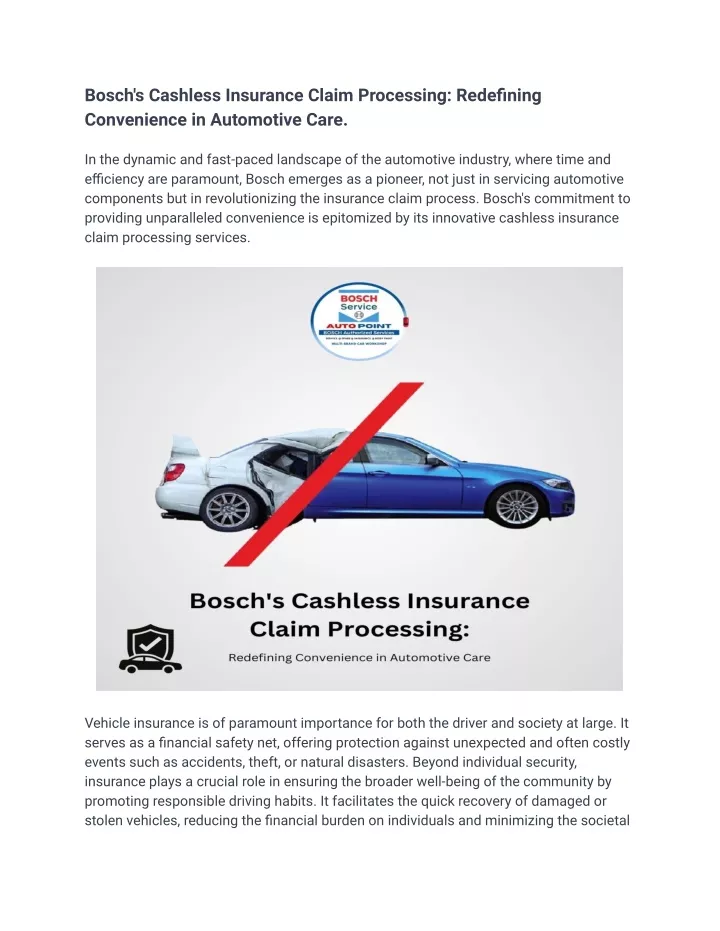 bosch s cashless insurance claim processing