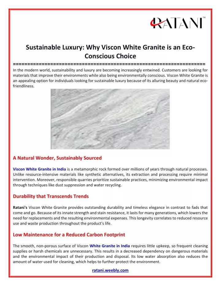 sustainable luxury why viscon white granite