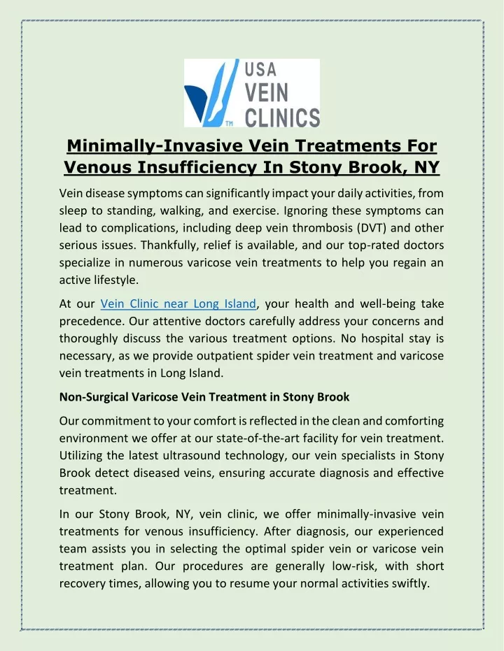 minimally invasive vein treatments for venous