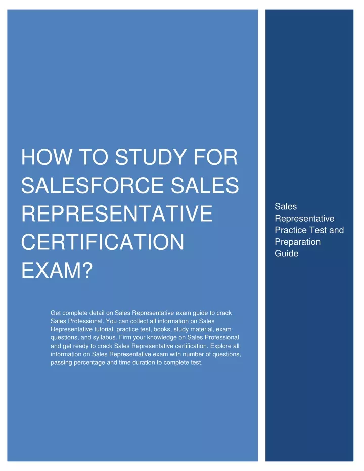 how to study for salesforce sales representative