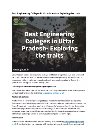 Best Engineering Colleges in Uttar Pradesh- Exploring the traits